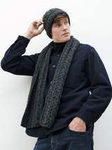 Szal Aran z wełny owczej - w kolorze grafitowym