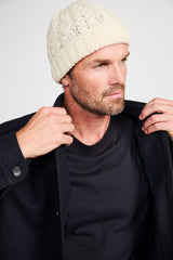 Czapka Aran z wełny czesankowej - kremowa