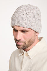 Czapka Aran z wełny super soft merino - beżowa