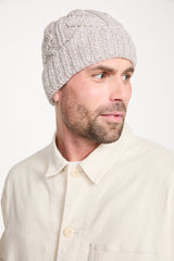 Czapka Aran z wełny super soft merino - beżowa