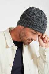 Czapka Aran z wełny super soft merino - grafitowa