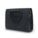 Torebka damska z Harris Tweed i skóry ekologicznej Arran - czarna