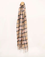 Szalik z wełny merino z tartanem Classic Camel