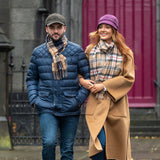 Szalik z wełny merino z tartanem Classic Camel