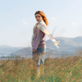 Brązowo czarny szalik z wełny merino w kratkę