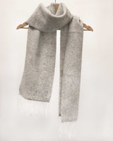 Jasnoszary szalik z kaszmiru i wełny merino