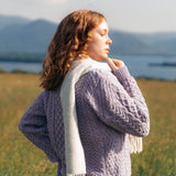 Jasnoszary szalik z kaszmiru i wełny merino