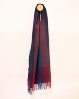 wełniany szalik w rdzawo popielatą kratkę