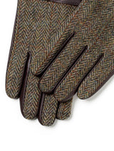 brązowe rękawiczki skórzane męskie w jodełkę