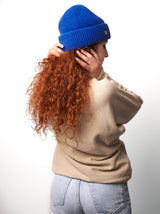 czapka zimowa niebieska merino i kaszmir