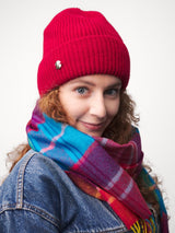 czerwona czapka damska kaszmir i merino