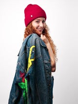 czerwona zimowa czapka damska