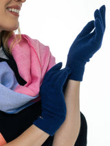 granatowe rękawiczki unisex z wełny merino i kaszmiru