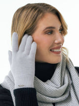 ciepłe jasnoszare rękawiczki z merino i kaszmiru