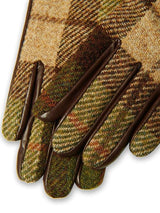 rękawiczki damskie w brązowy tartan