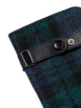 rękawiczki męskie ze skóry i harris tweedu w szkocką kratkę