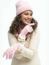 różowe rękawiczki z wełny merino