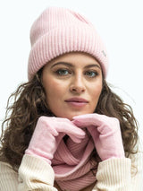 różowe rękawiczki z wełny merynos