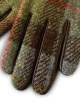 skórzane rękawiczki damskie błękitno orzechowy tartan