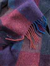 Szalik z wełny jagnięcej w rdzawo popielatą kratkę