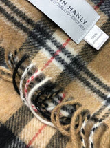 Krótki szalik z wełny jagnięcej z tartanem Camel of Merrick