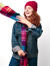 zimowa czapka czerwona z szalem