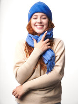 kaszmirowa czapka niebieska