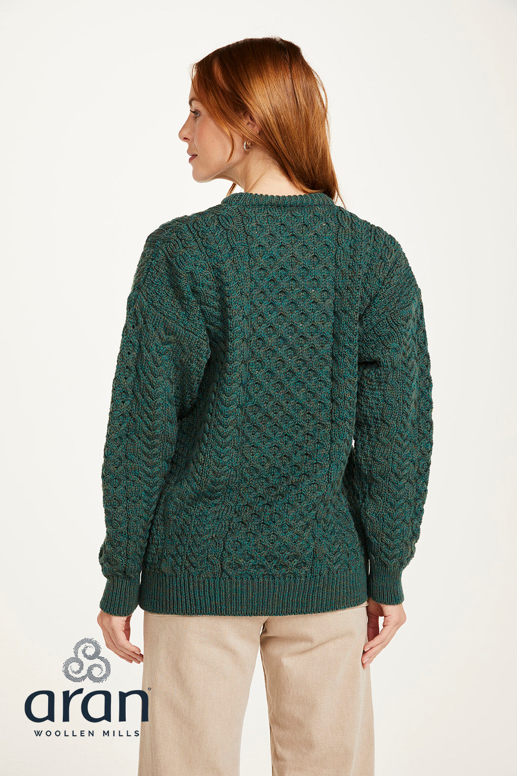 Klasyczny sweter z wełny merino unisex - zielony