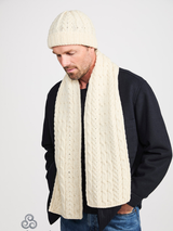 Szal Aran z wełny owczej - w kolorze kremowym