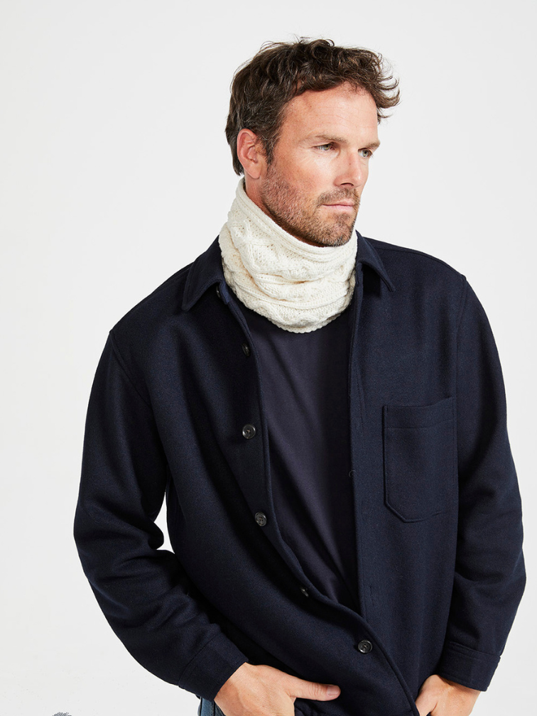 Komin Aran z super soft wełny merino - w kolorze kremowym