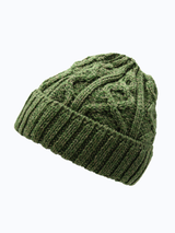 Czapka Aran z wełny super soft merino - zielona