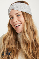 Opaska na głowę z wełny super soft merino - w kolorze szarym