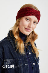 Opaska na głowę z wełny super soft merino - bordowa