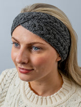 Opaska na głowę z wełny super soft merino - grafitowa