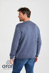 Sweter męski z wełny merino - jeansowy