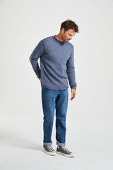 Sweter męski z wełny merino - jeansowy