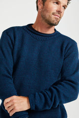 Sweter męski z wełny merino - niebieski