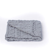 Jasnoszary koc Aran z wełny merino supersoft - poranna mgiełka