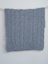 Szary koc Aran z wełny merino supersoft - kamienna zatoka