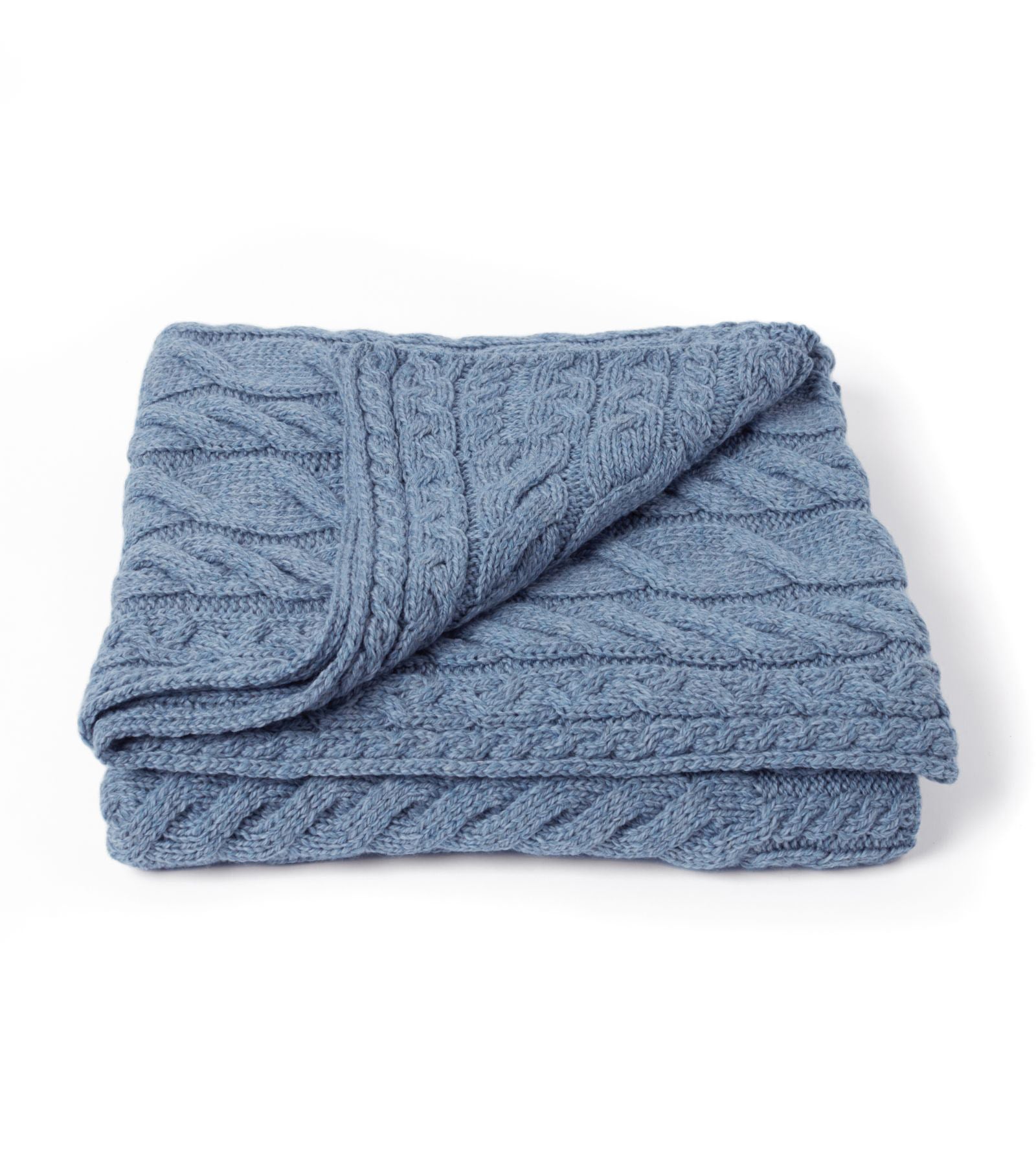 Szary koc Aran z wełny merino supersoft - kamienna zatoka