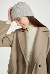 Czapka Aran z wełny super soft merino - beżowa