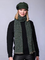 Damski zielony kapelusz wełniany typu newsboy w jodełkę