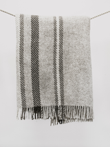 Koc z wełny owcy wielorogiej w szarą kratkę