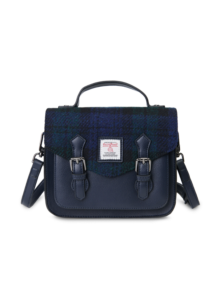 Torebka damska z Harris Tweed i skóry ekologicznej Calton - Black Watch