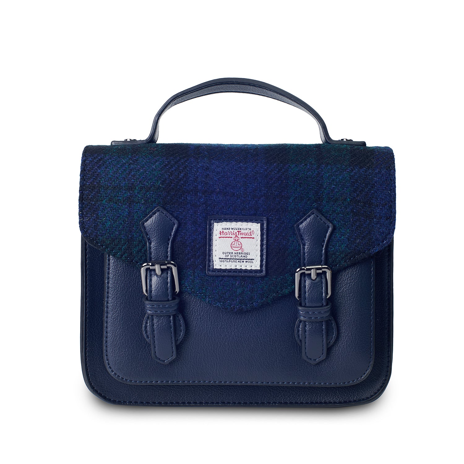 Torebka damska z Harris Tweed i skóry ekologicznej Calton - Black Watch