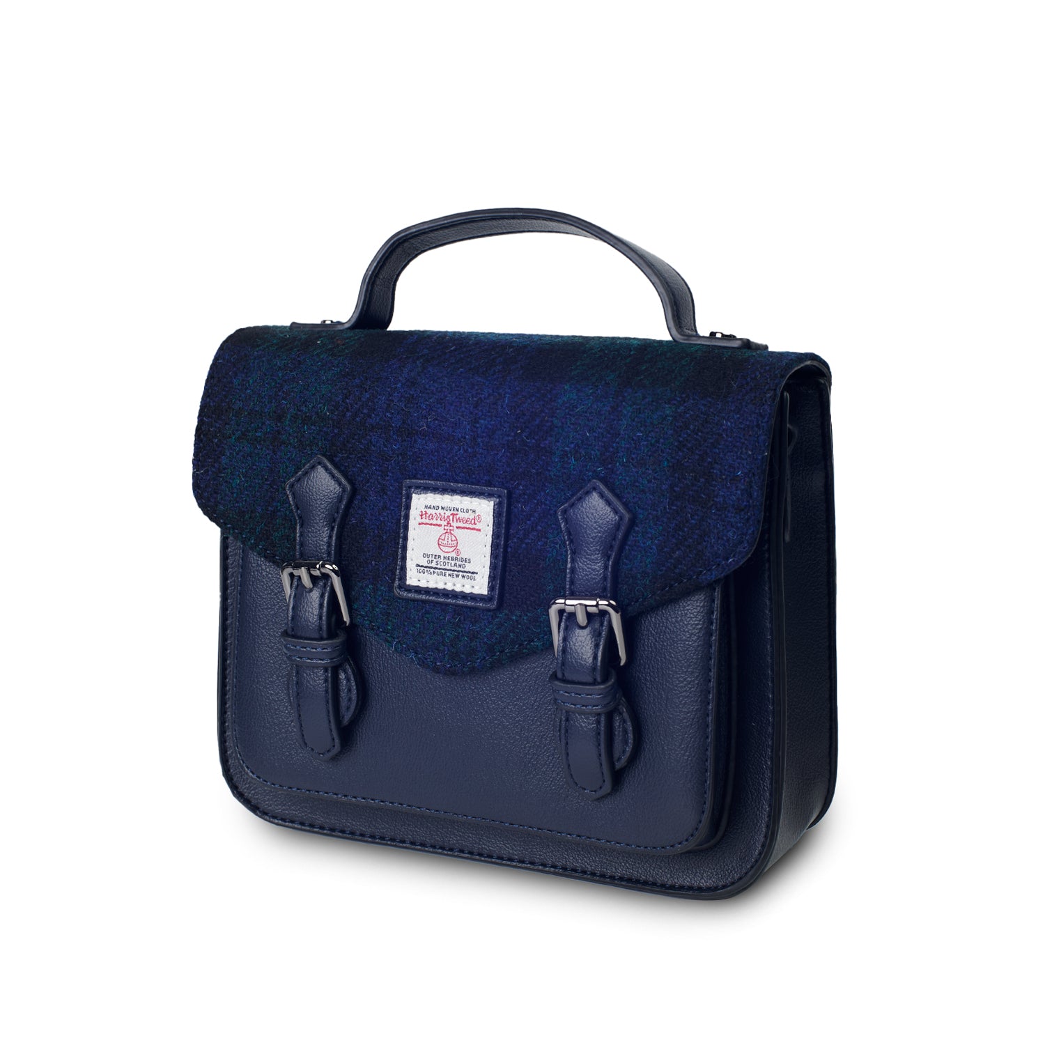 Torebka damska z Harris Tweed i skóry ekologicznej Calton - Black Watch