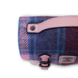 Różowa torebka damska z Harris Tweed i skóry ekologicznej Calton w kratkę