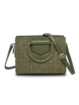 Torebka damska z Harris Tweed i skóry ekologicznej Arran - oliwkowa