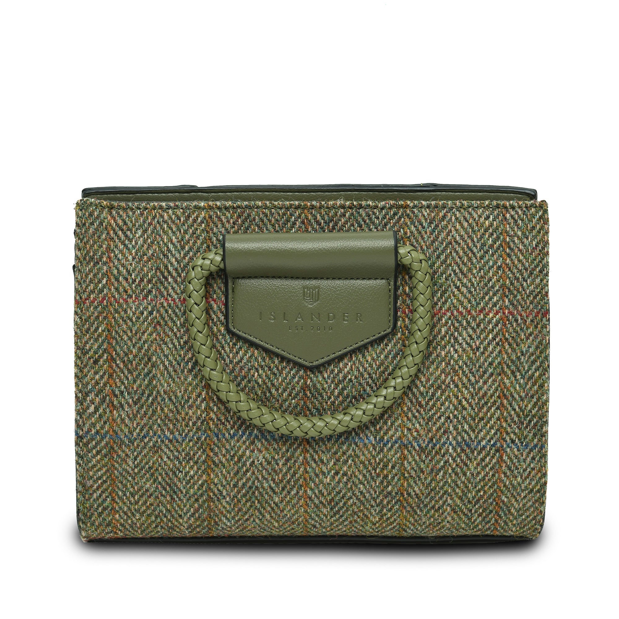 Torebka damska z Harris Tweed i skóry ekologicznej Arran - oliwkowa