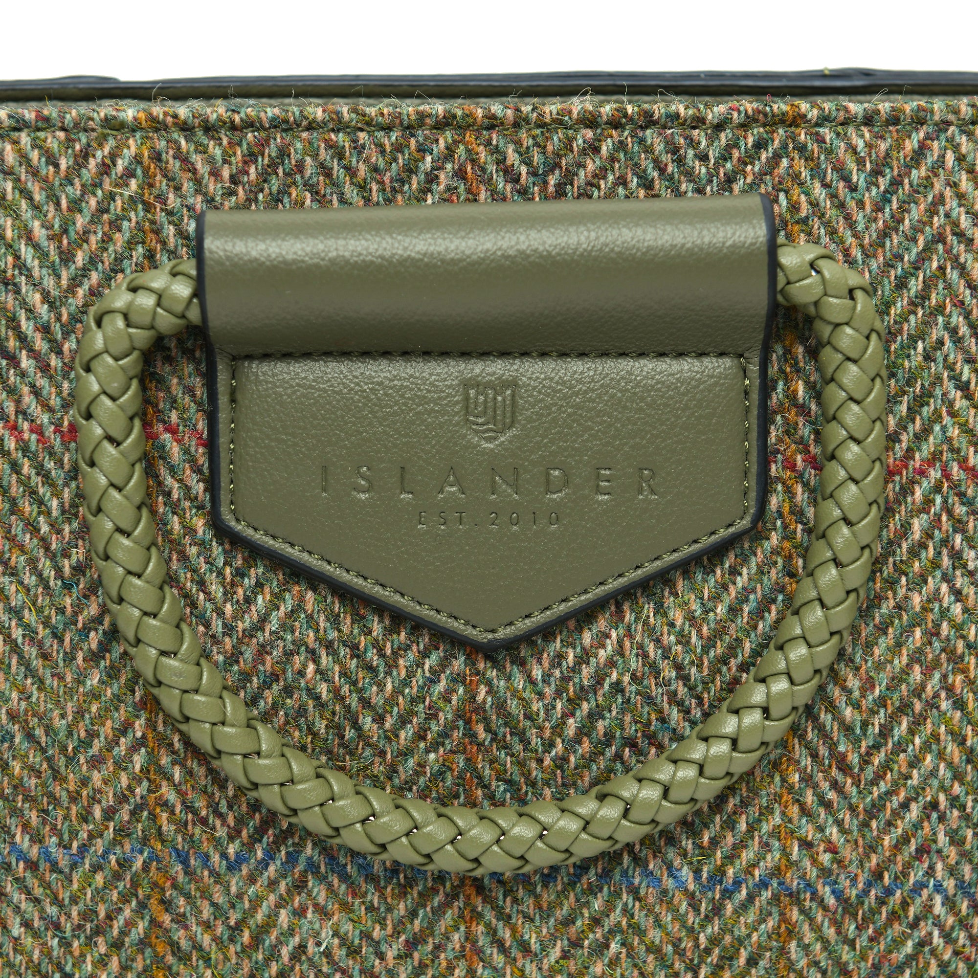 Torebka damska z Harris Tweed i skóry ekologicznej Arran - oliwkowa